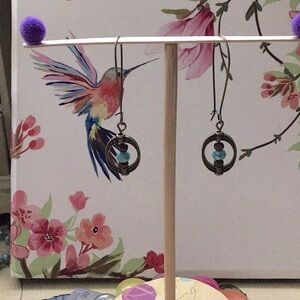 One Pair Hand Crafted Teal Drop Earrings
